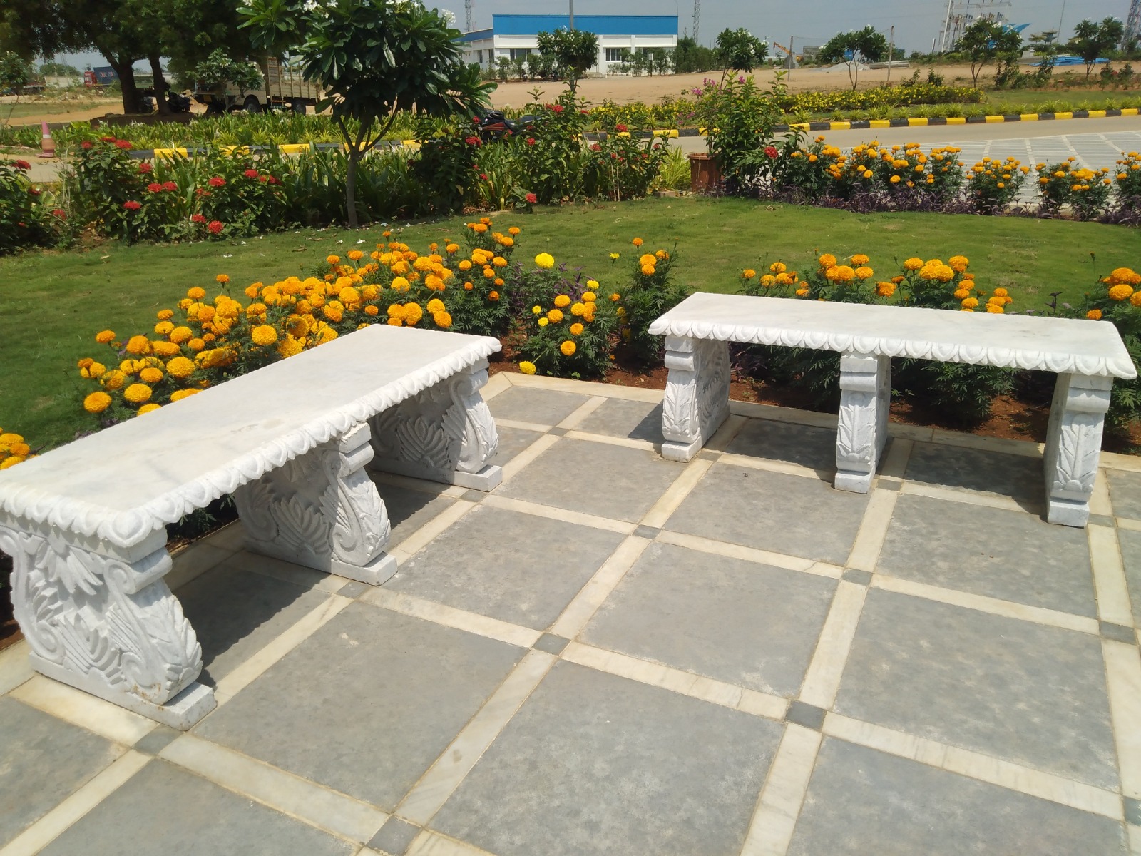 Stone Garden Bench